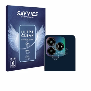 Vorderseite einer Produktverpackung mit dem Markenlogo Savvies. Daneben ist das Gerät ZTE Blade V60 Vita (NUR Kameraschutz) mi