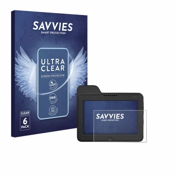 Vorderseite einer Produktverpackung mit dem Markenlogo Savvies. Daneben ist das Gerät Naviter Omni mit dem zugehörigen Display