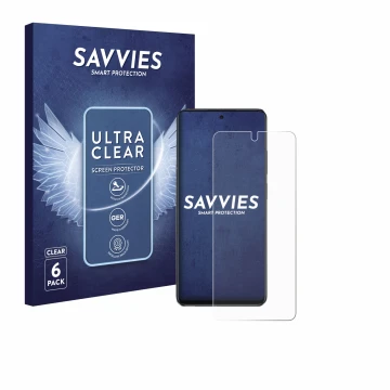 Vorderseite einer Produktverpackung mit dem Markenlogo Savvies. Daneben ist das Gerät Oppo A40 mit dem zugehörigen Displayschu