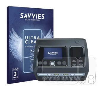 Vorderseite einer Produktverpackung mit dem Markenlogo Savvies. Daneben ist das Gerät SkyRc D750 Mix mit dem zugehörigen Displ