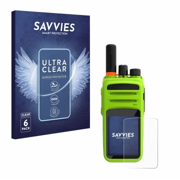 Vorderseite einer Produktverpackung mit dem Markenlogo Savvies. Daneben ist das Gerät Talkpod N58 Plus mit dem zugehörigen Dis