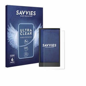 Vorderseite einer Produktverpackung mit dem Markenlogo Savvies. Daneben ist das Gerät reMarkable Paper Pro Move mit dem zugehö