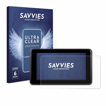 Vorderseite einer Produktverpackung mit dem Markenlogo Savvies. Daneben ist das Gerät Vechtel Motorrad Carplay 5