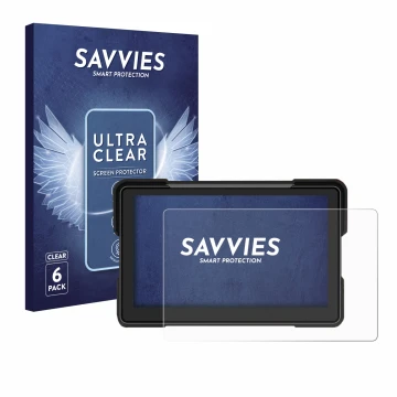 Vorderseite einer Produktverpackung mit dem Markenlogo Savvies. Daneben ist das Gerät Airpuxem Carplay 7