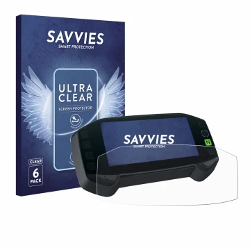 Vorderseite einer Produktverpackung mit dem Markenlogo Savvies. Daneben ist das Gerät Suzuki DR-Z4S 2025 mit dem zugehörigen D