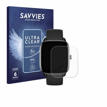 Vorderseite einer Produktverpackung mit dem Markenlogo Savvies. Daneben ist das Gerät Sector Smartwatch S-07 mit dem zugehörig