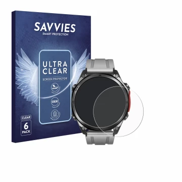 Vorderseite einer Produktverpackung mit dem Markenlogo Savvies. Daneben ist das Gerät Doogee Anywise W1 Pro mit dem zugehörige