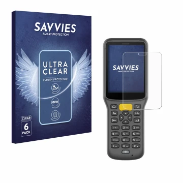 Vorderseite einer Produktverpackung mit dem Markenlogo Savvies. Daneben ist das Gerät Newland MT37 Baiji mit dem zugehörigen D
