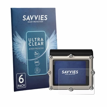 Vorderseite einer Produktverpackung mit dem Markenlogo Savvies. Daneben ist das Gerät Shearwater Petrel 3 dive computer mit de