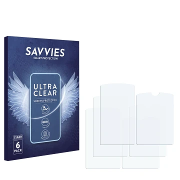 Vorderseite einer Produktverpackung mit dem Markenlogo Savvies. Daneben ist der zugehörige Displayschutz.