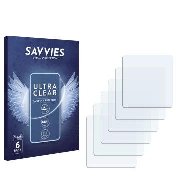 Vorderseite einer Produktverpackung mit dem Markenlogo Savvies. Daneben ist der zugehörige Displayschutz.