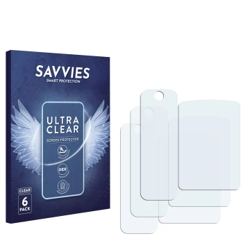Vorderseite einer Produktverpackung mit dem Markenlogo Savvies. Daneben ist der zugehörige Displayschutz.
