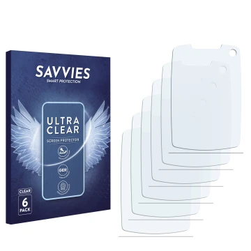 Vorderseite einer Produktverpackung mit dem Markenlogo Savvies. Daneben ist der zugehörige Displayschutz.