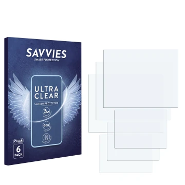 Vorderseite einer Produktverpackung mit dem Markenlogo Savvies. Daneben ist der zugehörige Displayschutz.