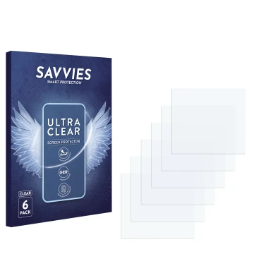 Vorderseite einer Produktverpackung mit dem Markenlogo Savvies. Daneben ist der zugehörige Displayschutz.