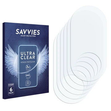 Vorderseite einer Produktverpackung mit dem Markenlogo Savvies. Daneben ist der zugehörige Displayschutz.