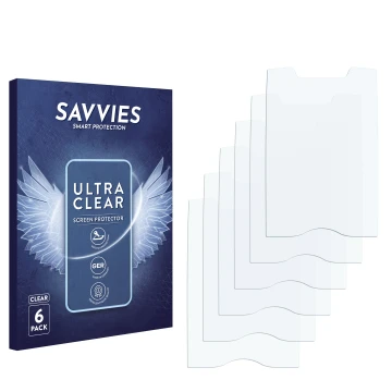 Vorderseite einer Produktverpackung mit dem Markenlogo Savvies. Daneben ist der zugehörige Displayschutz.