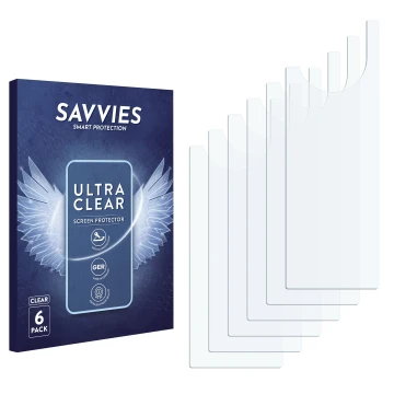 Vorderseite einer Produktverpackung mit dem Markenlogo Savvies. Daneben ist der zugehörige Displayschutz.