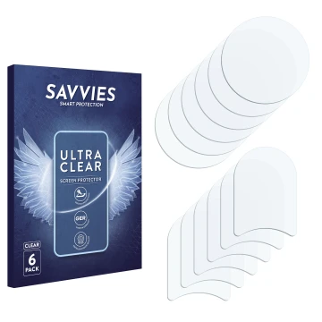 Vorderseite einer Produktverpackung mit dem Markenlogo Savvies. Daneben ist der zugehörige Displayschutz.