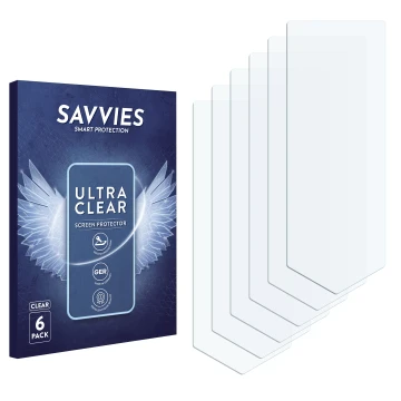 Vorderseite einer Produktverpackung mit dem Markenlogo Savvies. Daneben ist der zugehörige Displayschutz.