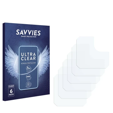 Vorderseite einer Produktverpackung mit dem Markenlogo Savvies. Daneben ist der zugehörige Displayschutz.