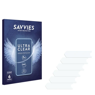 Vorderseite einer Produktverpackung mit dem Markenlogo Savvies. Daneben ist der zugehörige Displayschutz.