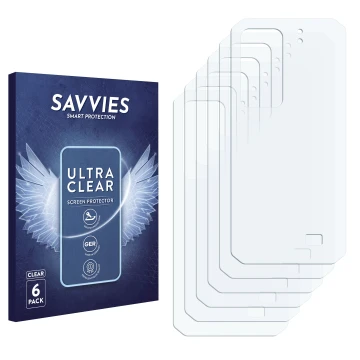 Vorderseite einer Produktverpackung mit dem Markenlogo Savvies. Daneben ist der zugehörige Displayschutz.