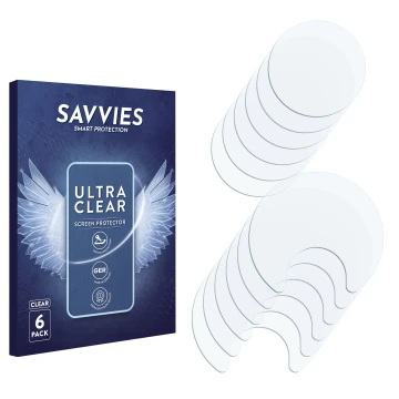 Vorderseite einer Produktverpackung mit dem Markenlogo Savvies. Daneben ist der zugehörige Displayschutz.