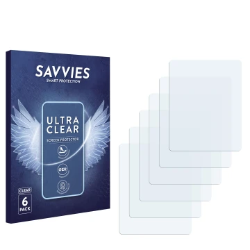 Vorderseite einer Produktverpackung mit dem Markenlogo Savvies. Daneben ist der zugehörige Displayschutz.