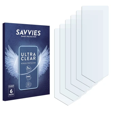 Vorderseite einer Produktverpackung mit dem Markenlogo Savvies. Daneben ist der zugehörige Displayschutz.