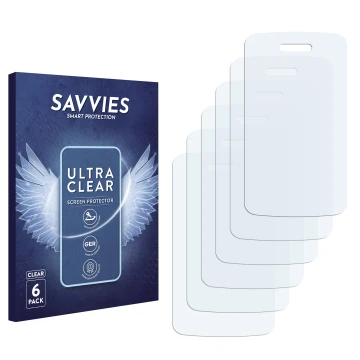 Vorderseite einer Produktverpackung mit dem Markenlogo Savvies. Daneben ist der zugehörige Displayschutz.