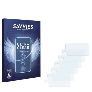 Vorderseite einer Produktverpackung mit dem Markenlogo Savvies. Daneben ist der zugehörige Displayschutz.