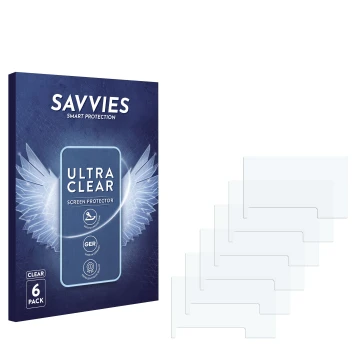 Vorderseite einer Produktverpackung mit dem Markenlogo Savvies. Daneben ist der zugehörige Displayschutz.