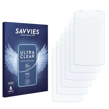 Vorderseite einer Produktverpackung mit dem Markenlogo Savvies. Daneben ist der zugehörige Displayschutz.