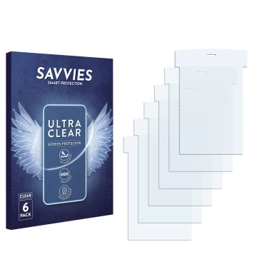 Vorderseite einer Produktverpackung mit dem Markenlogo Savvies. Daneben ist der zugehörige Displayschutz.