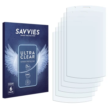 Vorderseite einer Produktverpackung mit dem Markenlogo Savvies. Daneben ist der zugehörige Displayschutz.