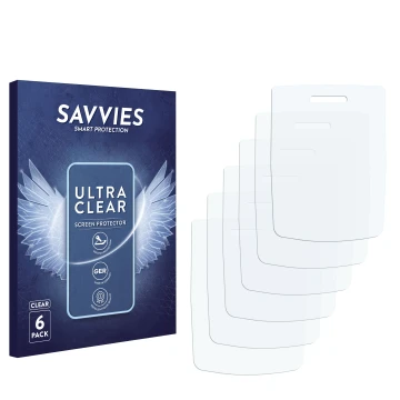 Vorderseite einer Produktverpackung mit dem Markenlogo Savvies. Daneben ist der zugehörige Displayschutz.