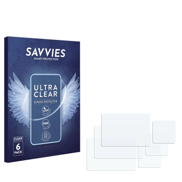 Vorderseite einer Produktverpackung mit dem Markenlogo Savvies. Daneben ist der zugehörige Displayschutz.