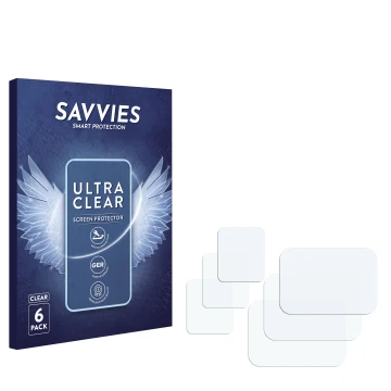 Vorderseite einer Produktverpackung mit dem Markenlogo Savvies. Daneben ist der zugehörige Displayschutz.