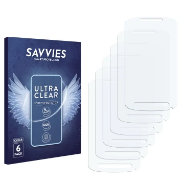 Vorderseite einer Produktverpackung mit dem Markenlogo Savvies. Daneben ist der zugehörige Displayschutz.