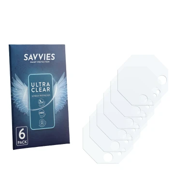 Vorderseite einer Produktverpackung mit dem Markenlogo Savvies. Daneben ist der zugehörige Displayschutz.