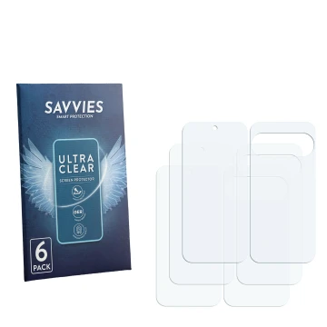 Vorderseite einer Produktverpackung mit dem Markenlogo Savvies. Daneben ist der zugehörige Displayschutz.
