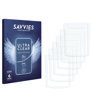 Vorderseite einer Produktverpackung mit dem Markenlogo Savvies. Daneben ist der zugehörige Displayschutz.