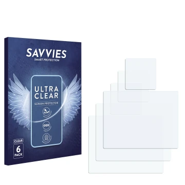 Vorderseite einer Produktverpackung mit dem Markenlogo Savvies. Daneben ist der zugehörige Displayschutz.