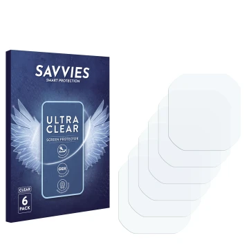 Vorderseite einer Produktverpackung mit dem Markenlogo Savvies. Daneben ist der zugehörige Displayschutz.