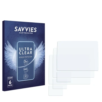 Vorderseite einer Produktverpackung mit dem Markenlogo Savvies. Daneben ist der zugehörige Displayschutz.