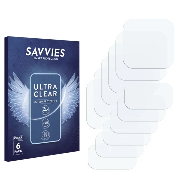 Vorderseite einer Produktverpackung mit dem Markenlogo Savvies. Daneben ist der zugehörige Displayschutz.