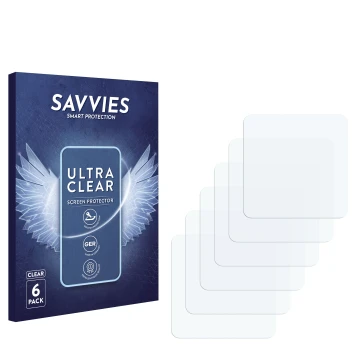 Vorderseite einer Produktverpackung mit dem Markenlogo Savvies. Daneben ist der zugehörige Displayschutz.