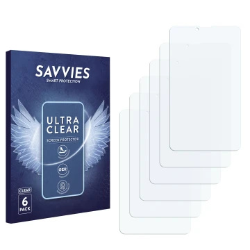 Vorderseite einer Produktverpackung mit dem Markenlogo Savvies. Daneben ist der zugehörige Displayschutz.
