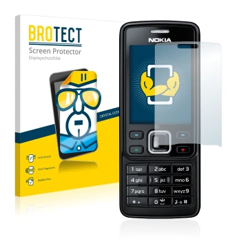 Vorderseite einer Produktverpackung mit dem Markenlogo BROTECT. Daneben ist das Gerät Nokia 6300 2007 mit dem zugehörigen Disp